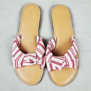 AEO Red Stripe Woven Strap Knot Sandals 9.5